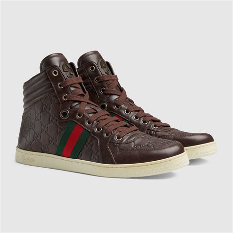 gucci shoes black sneakers|brown gucci high top sneakers.